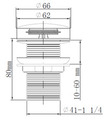 Bottenventil Pop-up Mässing Ø66 x 80 mm